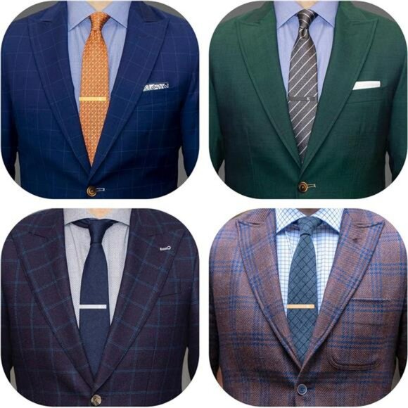 Mens Tie Clip Set 2 Inch Skinny Tie Bar Silver Gold Black Letter Gift Box - Picture 2 of 6